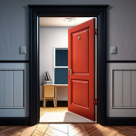 ** A stylized graphic representing a backdoor in a house, symbolizing a vulnerability in software security. Emphasis on the feeling of surprise and concern regarding data privacy.

**