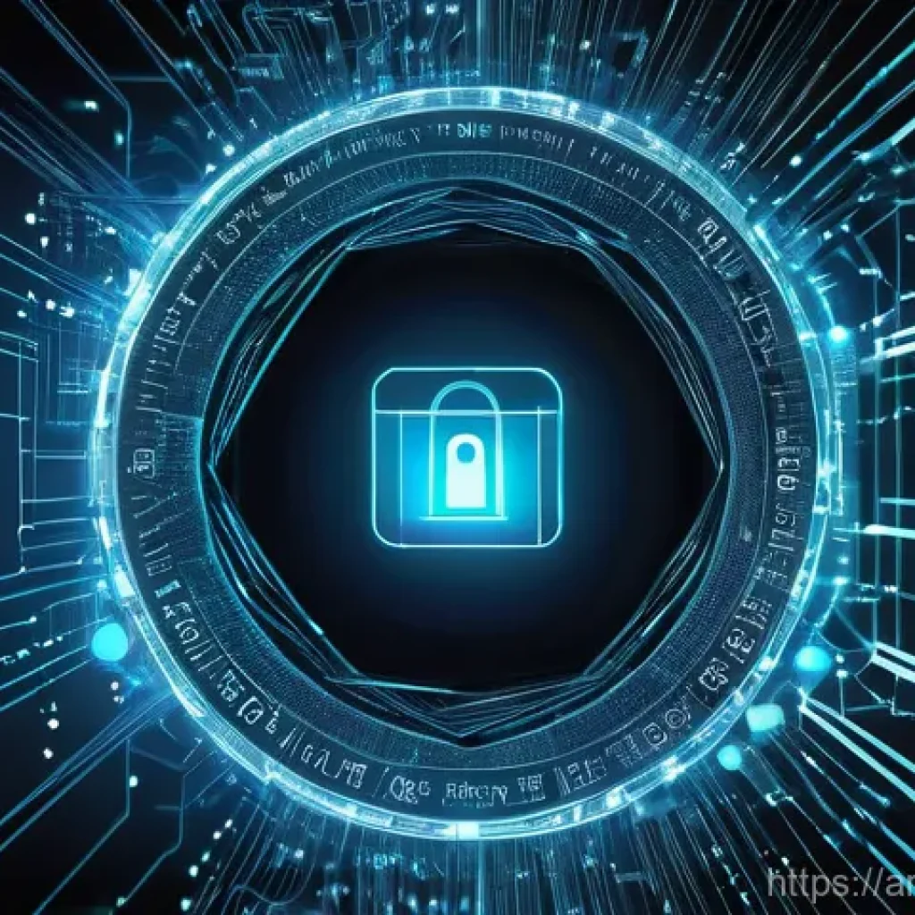 암호화 프로토콜을 통한 안전한 커뮤니케이션 방법 - "A visually compelling abstract representation of digital security. A luminous, intricate network of...